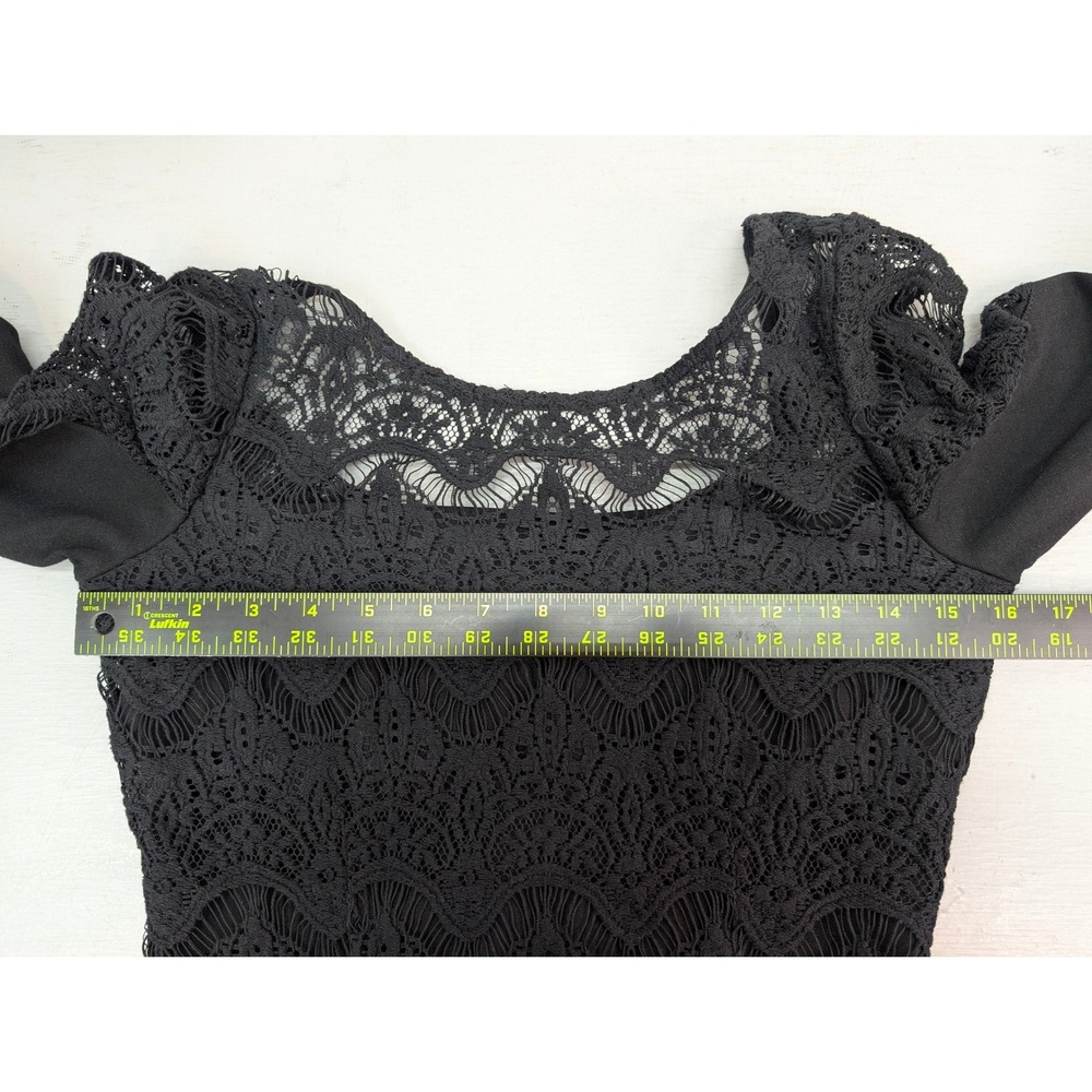 Lilly Pulitzer Black Lace Crochet Long Sleeve Dress Women's M Bodice‎ Fit Flare - Picture 6 of 14
